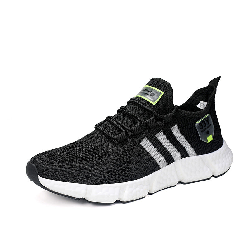 Plus size unisex flyknit trainers with popcorn cushioned sole in black — Shopivo Sports