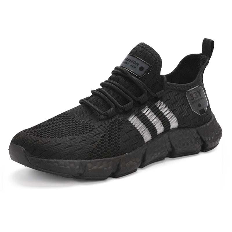 Plus size unisex flyknit trainers with popcorn cushioned sole in black — Shopivo Sports
