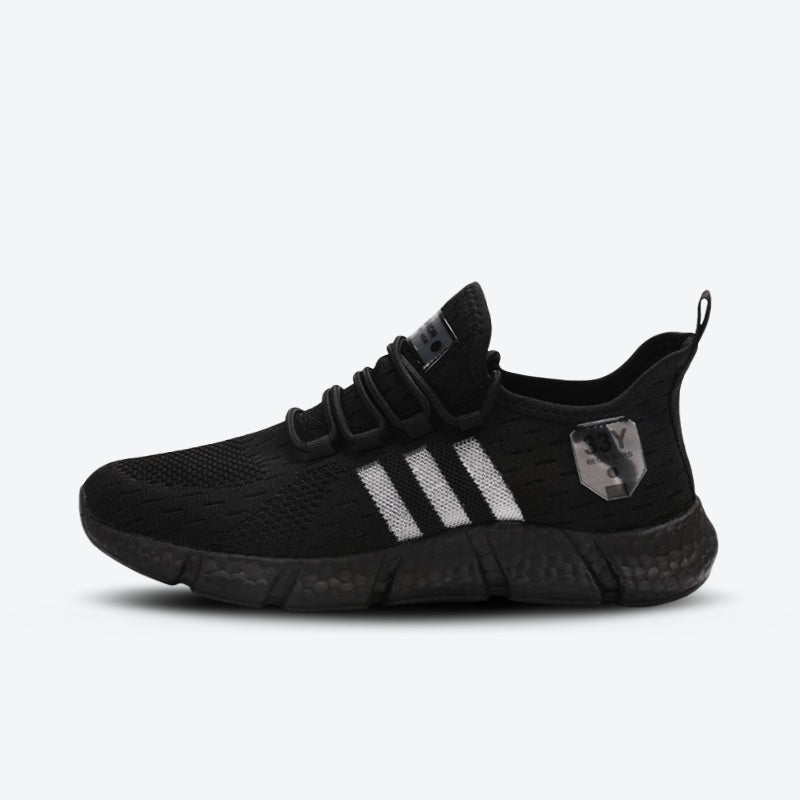 Plus size unisex flyknit trainers with popcorn cushioned sole in black — Shopivo Sports